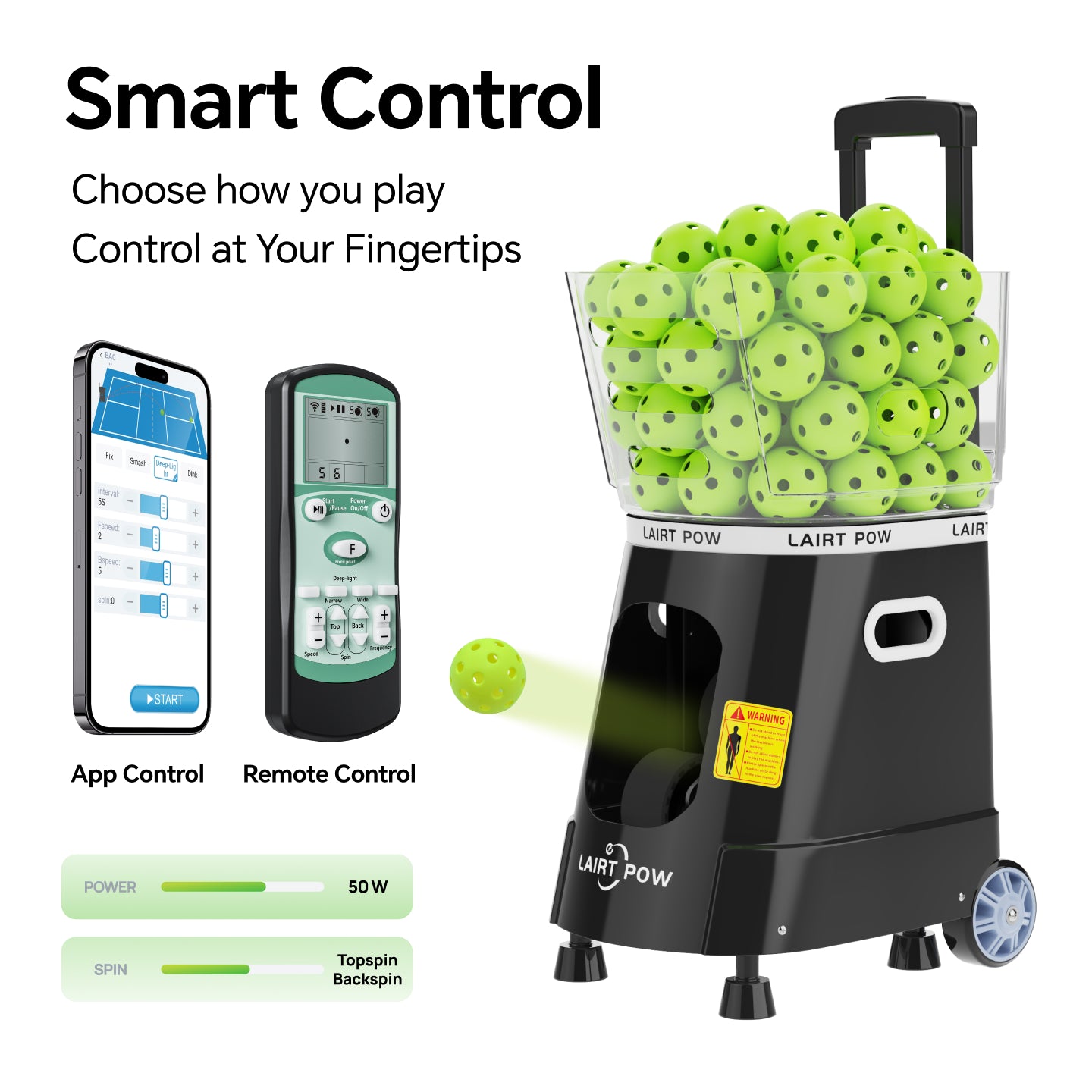 LAIRTPOW  LP1  เครื่องยิงลูกเทนนิส  Tennis  Ball Machine  ควบคุมผ่านแอปพลิเคชันหรือรีโมทคอนโทรล  Tennis Ball Launcher With App/Remote Control