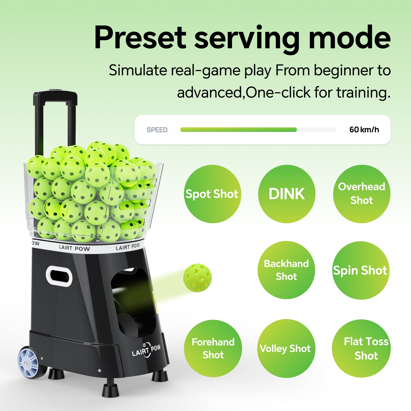 LAIRTPOW  LP1  เครื่องยิงลูกเทนนิส  Tennis  Ball Machine  ควบคุมผ่านแอปพลิเคชันหรือรีโมทคอนโทรล  Tennis Ball Launcher With App/Remote Control