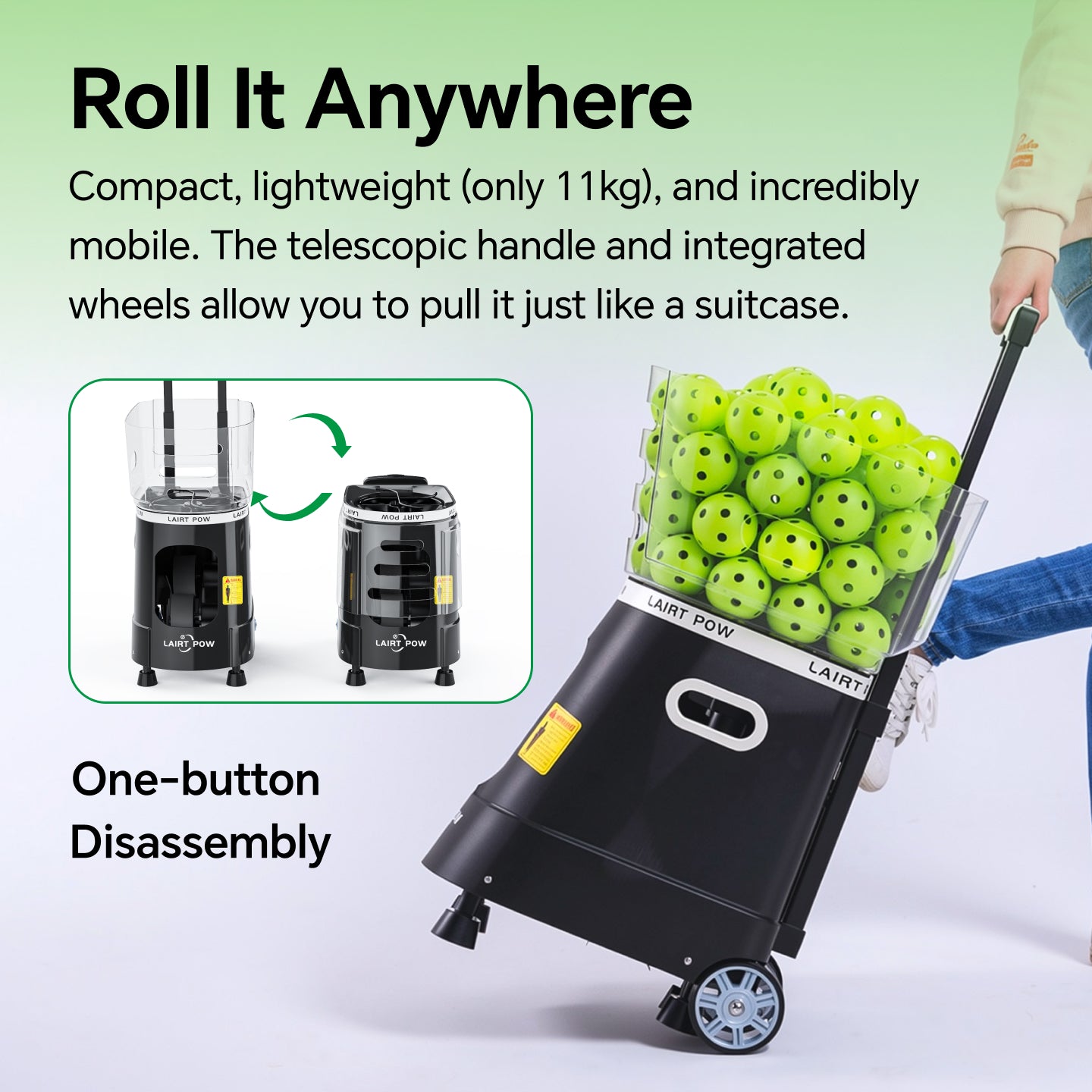 LAIRTPOW  LP1  เครื่องยิงลูกเทนนิส  Tennis  Ball Machine  ควบคุมผ่านแอปพลิเคชันหรือรีโมทคอนโทรล  Tennis Ball Launcher With App/Remote Control
