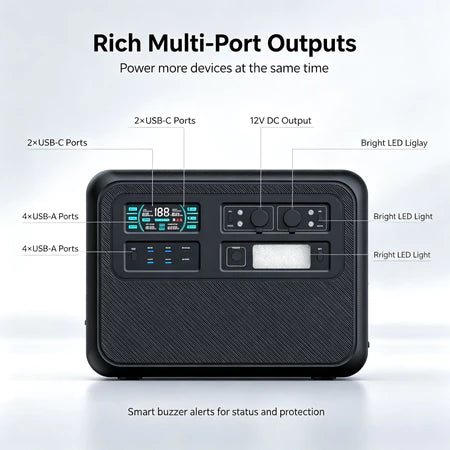 LAIRTPOW AP2200B Portable Power Station 2232Wh/2400W แบต LiFePO4 แบบ Pure Sine Wave และพร้อมไฟฉายในตัว